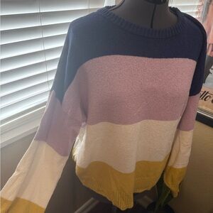 POPSUGAR Women's Striped Sweater in Purple, Cream, and Yellow
